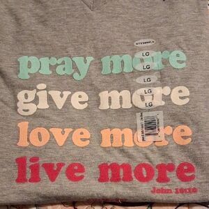 Grace And Truth Gray Tee with Colorful Motivational Text Sz L     NWT
